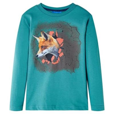 Kindershirt met lange mouwen tijgerprint 92 donkerzeeblauw