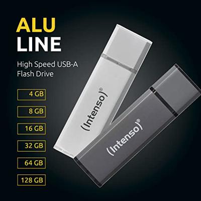 Intenso Alu Line USB-stick 128 GB Zilver 3521496 USB-A 2.0 Intenso Alu Line USB-stick 128 GB Zilver 3521496 USB-A 2.0