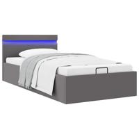 Bedframe met opslag hydraulisch LED kunstleer grijs 100x200 cm - thumbnail
