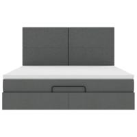 Ottoman bed met matrassen 200x200cm stof donkergrijs - thumbnail