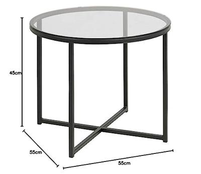 Bendt Bijzettafel 'Lykke' 55cm, met glazen blad