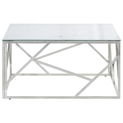Salontafel roestvrijstaal en gehard glas zilverkleurig