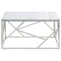 Salontafel roestvrijstaal en gehard glas zilverkleurig - thumbnail