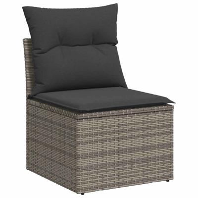 4-delige Loungeset met kussens poly rattan grijs - thumbnail