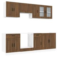 8-delige Keukenkastenset Kalmar bewerkt hout bruin eikenkleur - thumbnail