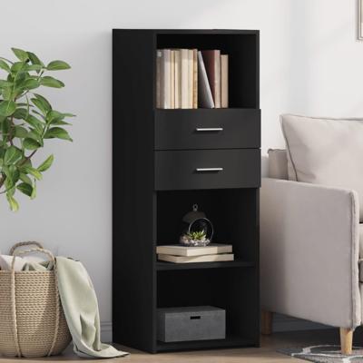 Hoge kast 45x42,5x124 cm bewerkt hout zwart