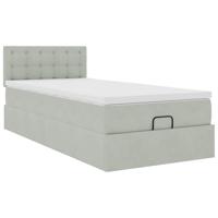 Ottoman bed met matras en LED's 80x200cm fluweel lichtgrijs - thumbnail