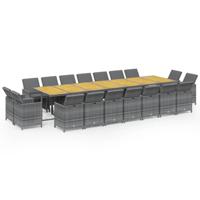19-delige Tuinset met kussens poly rattan grijs - thumbnail