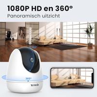 Tenda CP3 WLAN IP-camera, bewakingscamera, draai- en kantelbaar, voor gebruik binnenshuis, (1080p resolutie, 360° zicht, 2-weg audio, bewegingsdetectie, nachtzicht tot 12 m, SD & cloudopslag) - thumbnail