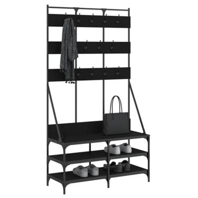 VidaXL Kledingrek met schoenenrek 100x40x184 cm zwart VidaXL Kledingrek met schoenenrek 100x40x184 cm zwart