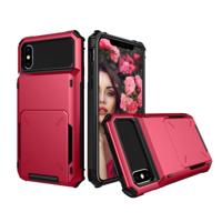 Schokbestendig TPU + PC beschermende case voor iPhone X/XS met kaartsleuf (rood) - thumbnail