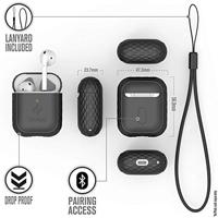 Catalyst Lanyard Case voor AirPods 1 en 2 - Siliconen hoes voor AirPods-case, inclusief koord, hoogglanzende oppervlakteafwerking met extra grip, compatibel met draadloos opladen - Stealth-zwart - thumbnail