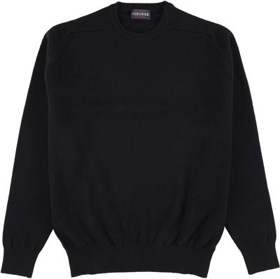 Osborne Crew Neck Trui Lamswol Navy Tailored Fit