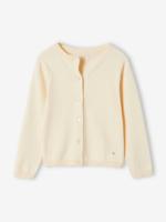 Meisjesvest Basics van fijn breisel vanille - thumbnail