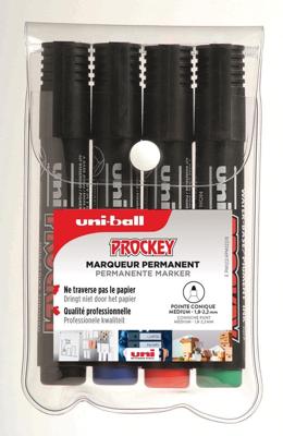 Uni-ball permanent marker Prockey PM-122, ronde punt, medium, etui van 4 stuks Uni-ball permanent marker Prockey PM-122, ronde punt, medium, etui van 4 stuks