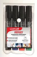 Uni-ball permanent marker Prockey PM-122, ronde punt, medium, etui van 4 stuks - thumbnail