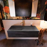 Badkamermeubelset Mondiaz Erin 120 cm met 1 Lade met RIDGE Wastafel Links Dark grey met 1 kraangat Greeploos Mat Antracite - thumbnail