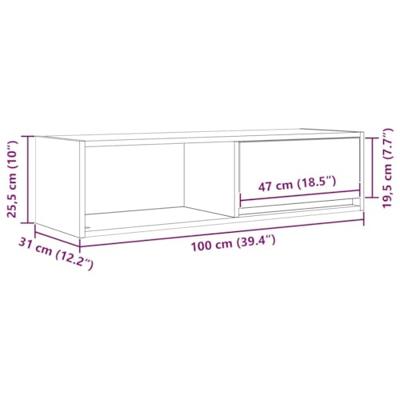 TV-meubel 100x31x25,5 cm spaanplaat zwart eikenkleurig