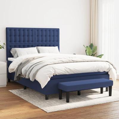 Boxspring met matras stof blauw 140x190 cm