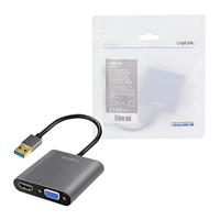 LogiLink UA0234 USB / VGA / HDMI Adapter [1x USB 3.2 Gen 1 stekker A (USB 3.0) - 1x VGA-bus, HDMI-bus] Zwart 10.00 cm - thumbnail