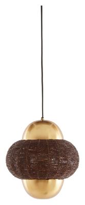 Light & Living Hanglamp 'Cetara' Kralen, 26cm, kleur Donkerbruin/Brons