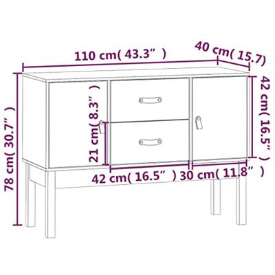 Dressoir 110x40x78 cm massief grenenhout grijs - thumbnail