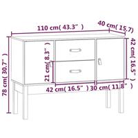 Dressoir 110x40x78 cm massief grenenhout grijs - thumbnail
