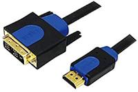 LogiLink CHB3102 DVI-kabel DVI / HDMI Adapterkabel DVI-D 18+1-polige stekker, HDMI-A-stekker 2.00 m Zwart Vergulde steekcontacten, Schroefbaar - thumbnail