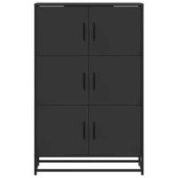 Hoge kast 68x35x106,5 cm bewerkt hout en metaal zwart - thumbnail