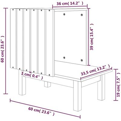 VidaXL Kattenhuis 60x36x60 cm massief grenenhout