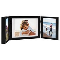 VidaXL Fotolijst drieluik 28x18 cm+2x(13x18 cm) zwart - thumbnail