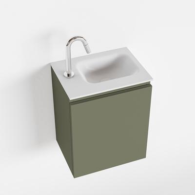MONDIAZ OLAN 40cm toiletmeubel army. LEX wastafel talc rechts 1 kraangat