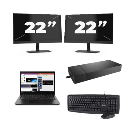 Lenovo ThinkPad X395 - AMD Ryzen 5 PRO 3500U - 13 inch - 8GB RAM - 256GB SSD - Windows 11 Home + 2x 22 inch Monitor