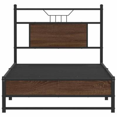 Bedframe zonder matras bewerkt hout bruin eikenkleur 90x200 cm Bedframe zonder matras bewerkt hout bruin eikenkleur 90x200 cm