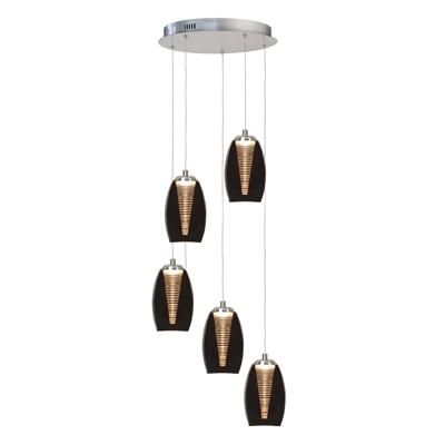 Highlight HanglampNebula nikkel rond 5-lichts smoke glas - H5432.19