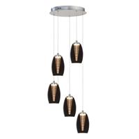 Highlight HanglampNebula nikkel rond 5-lichts smoke glas - H5432.19 - thumbnail