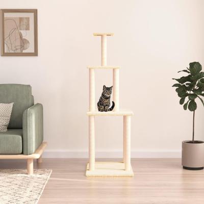 VidaXL Kattenmeubel met sisal krabpalen 149 cm crèmekleurig