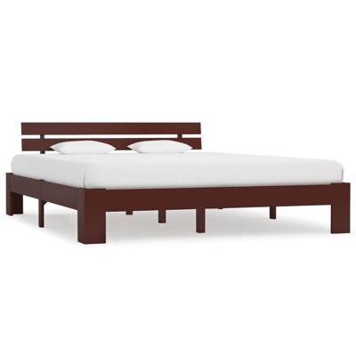 Bedframe massief grenenhout donkerbruin 160x200 cm