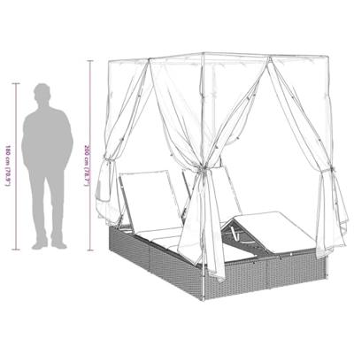 Dubbele ligbed Warmwit 205 x 129 x 200 cm poly rattan