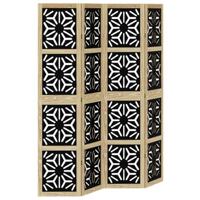 Kamerscherm met 4 panelen massief paulowniahout bruin en zwart - thumbnail