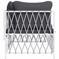 Tuinhoekbank met kussens geweven stof wit - thumbnail