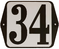 Huisnummer naambordje standaard 15x12 cm nummer 34 - Warentuin mix - thumbnail