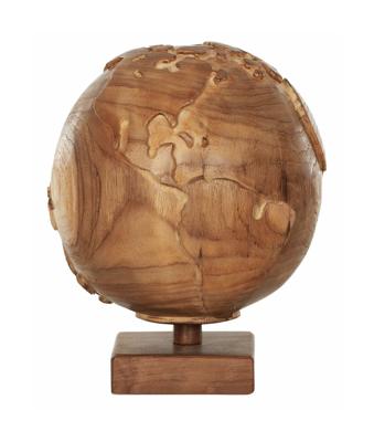 MUST Living Decoratie 'Wereldbol' Teakhout, kleur Naturel