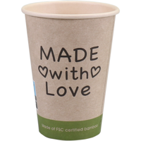 Beker | Made with Love | Bamboepapier + PE | 180ml | 7.5oz | 93mm | 1000 stuks - thumbnail