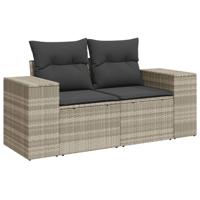 7-delige Loungeset met kussens poly rattan lichtgrijs - thumbnail