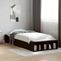 Bedframe bewerkt hout zwart 135x190 cm - thumbnail