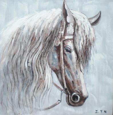 Schilderij - Handgeschilderd - Paard 80x80cm