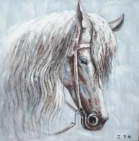 Schilderij - Handgeschilderd - Paard 80x80cm - thumbnail