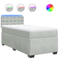 Boxspring met matras fluweel lichtgrijs 80x200 cm - thumbnail