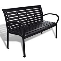 VidaXL Tuinbank 125 cm staal en hkc zwart - thumbnail